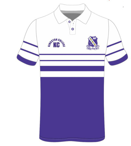 Ladies Polo White with Purple Stripes